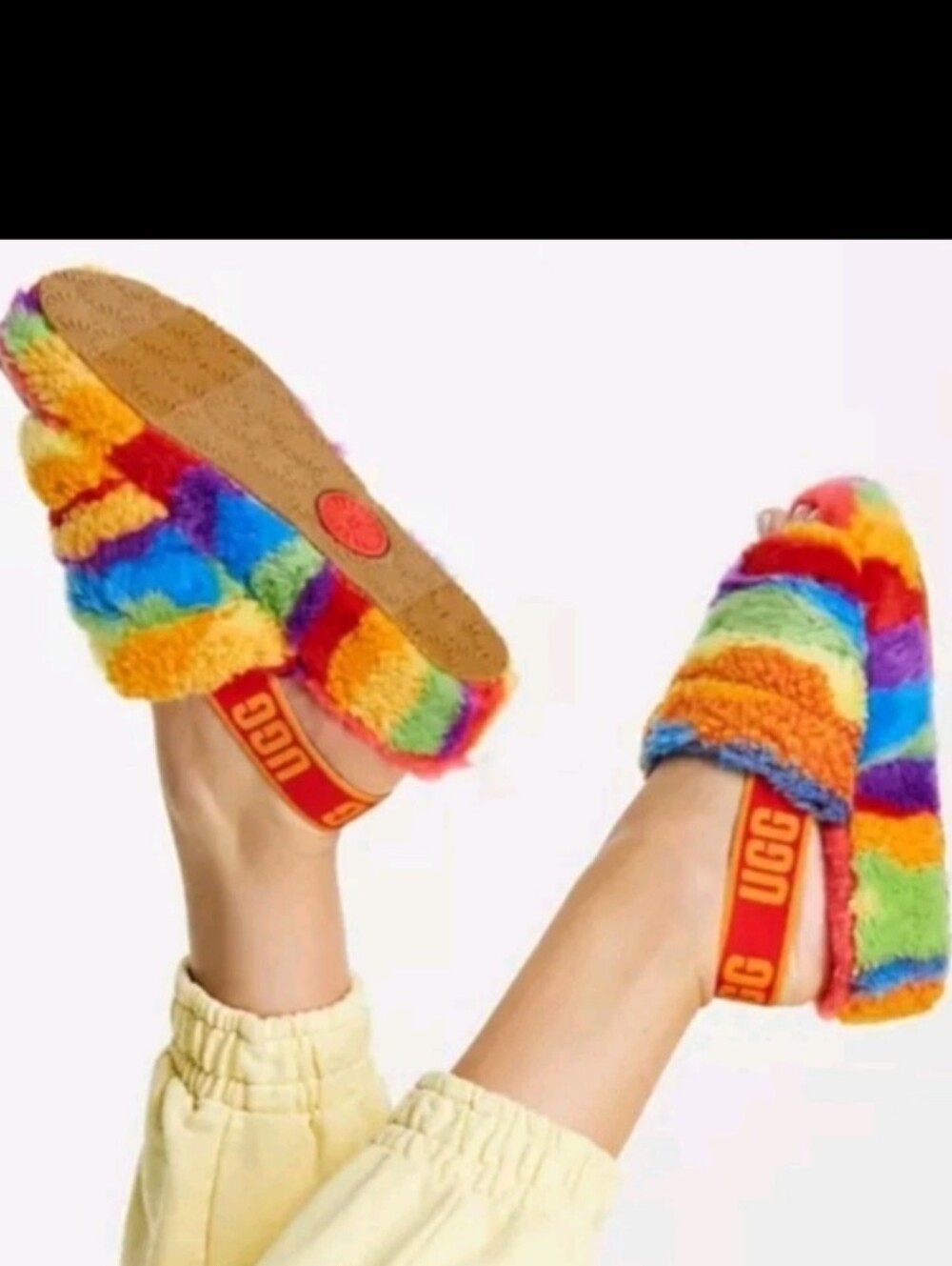 UGG Australia Fluff Yeah Pride Slippers Rainbow Size 5